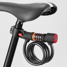 Cargar imagen en el visor de la galería, 5 Digit Codes Combination Bicycle Lock With Taillight Cycling 1.8 Meter Spiral Cable Lock - Black