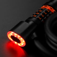 Cargar imagen en el visor de la galería, 5 Digit Codes Combination Bicycle Lock With Taillight Cycling 1.8 Meter Spiral Cable Lock - Black