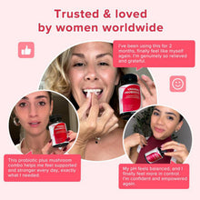 Load image into Gallery viewer, Promotional graphic for a probiotic product, featuring text and images of people using the product.