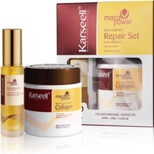 Charger l'image dans la galerie, Karseell Collagen Hair Treatment Maca Power Deep Repair Hair Mask 500ml + Argan Oil Hair Serum 50ml for Dry Damaged Hair All Hair Types