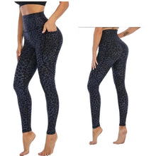 Carregar imagem no visualizador da galeria, Leopard Print Yoga Pants Women's Leggings High Waist Long Tights Exercise & Fitness Trousers Blue