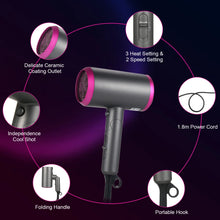 Carregar imagem no visualizador da galeria, Folding 2 Speeds Hair Dryer Fast Dry Hairdryers with Diffuser & Concentrator