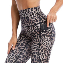 Load image into Gallery viewer, Leopard Print Yoga Pants Women's Leggings High Waist Long Tights Exercise & Fitness Trousers Brown