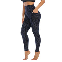 Carregar imagem no visualizador da galeria, Leopard Print Yoga Pants Women's Leggings High Waist Long Tights Exercise & Fitness Trousers Blue