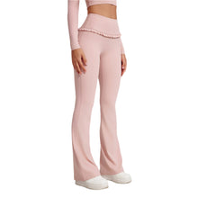 Carregar imagem no visualizador da galeria, High Waist Flare Leggings Hip Lace Yoga Pants Running Fitness Activewear Clothing