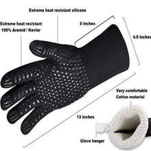 Carregar imagem no visualizador da galeria, Heat-Safe Cooking Gloves Oven Mitts & Pot Holders BBQ/Grill Heat Resistant Gloves
