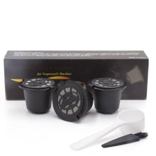 Load image into Gallery viewer, Reusable Espresso Capsules - Nespresso Coffee Pods - Black With Spoon And Brush