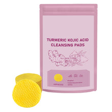 Load image into Gallery viewer, Turmeric Kojic Acid Cleansing Pad 40 Facial Skin Cleaning Pads Cleansing Pore Gentle Skin Care
