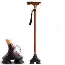 Load image into Gallery viewer, Thick Solid 59-95Cm Wood Effect Walking Aid Aluminum LED Lamp Crutches For The Elderly
