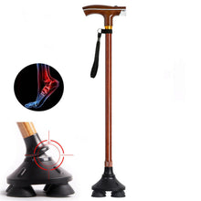 Load image into Gallery viewer, Thick Solid 59-95Cm Wood Effect Walking Aid Aluminum LED Lamp Crutches For The Elderly
