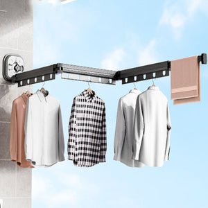 Indoor Folding Clothes Hanger Suction Cup Home Balcony Drying Rack No Punching Retractable Clothes Hanger