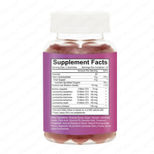 Load image into Gallery viewer, Bottle of gummy supplements with a purple label displaying 'Supplement Facts'.

