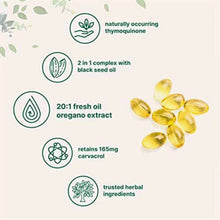 Load image into Gallery viewer, Vitamins or supplements with green leaf icons and text on a light background
