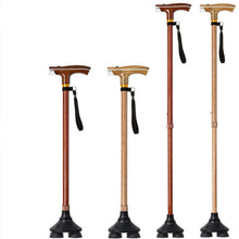 Load image into Gallery viewer, Thick Solid 59-95Cm Wood Effect Walking Aid Aluminum LED Lamp Crutches For The Elderly
