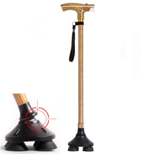 Load image into Gallery viewer, Thick Solid 59-95Cm Wood Effect Walking Aid Aluminum LED Lamp Crutches For The Elderly
