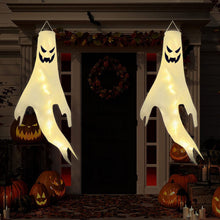 Load image into Gallery viewer, Halloween Lighted Hanging Ghost Windsocks Outdoor Glowing Ghost Witch Home Decor
