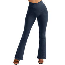 Laden Sie das Bild in den Galerie-Viewer, Flared Leggings V Waist Women&#39;s Yoga Pants Control Tummy High Waist Wide Leg Pants Female Blue Casual Flare Pants
