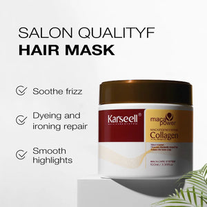 Karseell Collagen Hair Treatment Maca Power Deep Repair Hair Mask 100ml + Argan Oil Hair Serum 50ml for Dry Damaged Hair All Hair Types