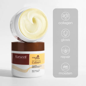 Karseell Collagen Hair Treatment Maca Power Deep Repair Hair Mask 100ml + Argan Oil Hair Serum 50ml for Dry Damaged Hair All Hair Types