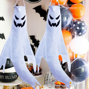 Halloween Lighted Hanging Ghost Windsocks Outdoor Glowing Ghost Witch Home Decor