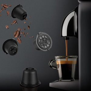 Reusable Espresso Capsules - Nespresso Coffee Pods - Black With Spoon And Brush