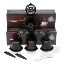 Carregar imagem no visualizador da galeria, Reusable Espresso Capsules - Nespresso Coffee Pods - Black With Spoon And Brush
